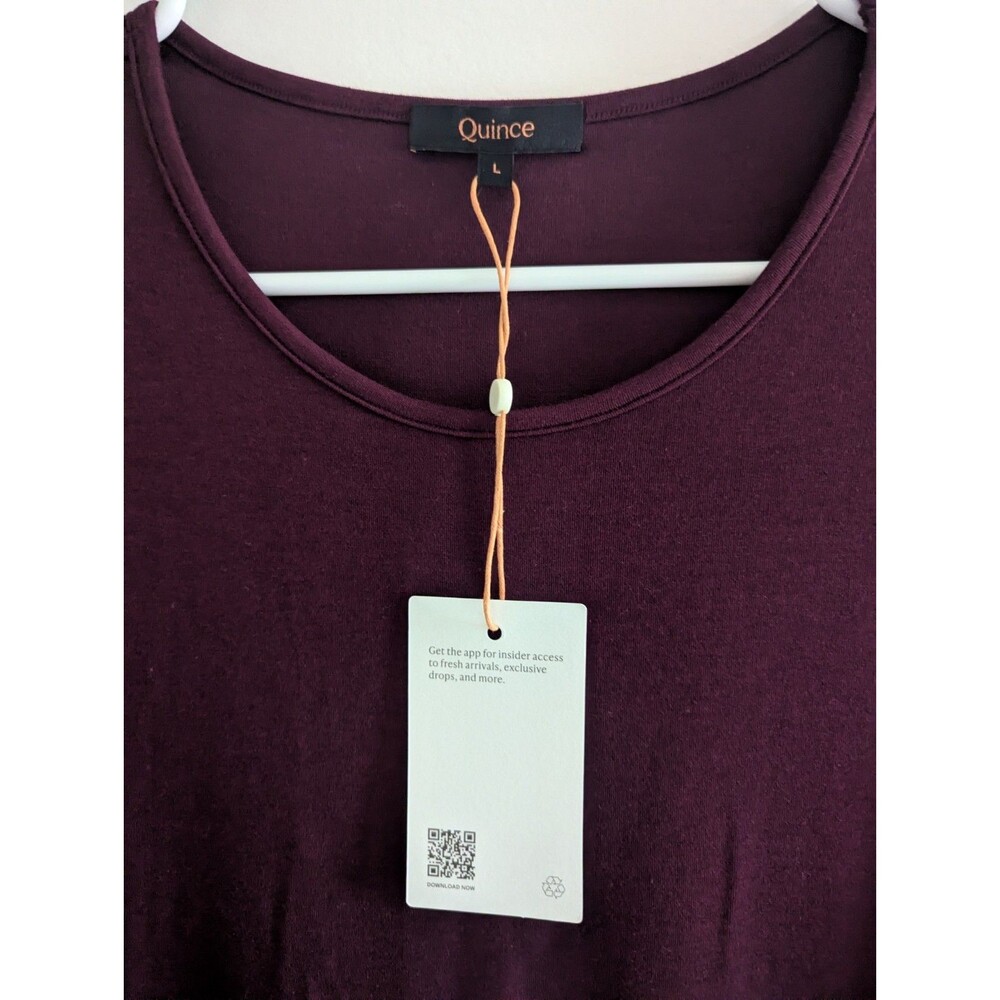 Quince Jersey Long Sleeve Maxi Dress Size L Wine Tasting Red NWT Organic Cotton - Picture 7 of 7